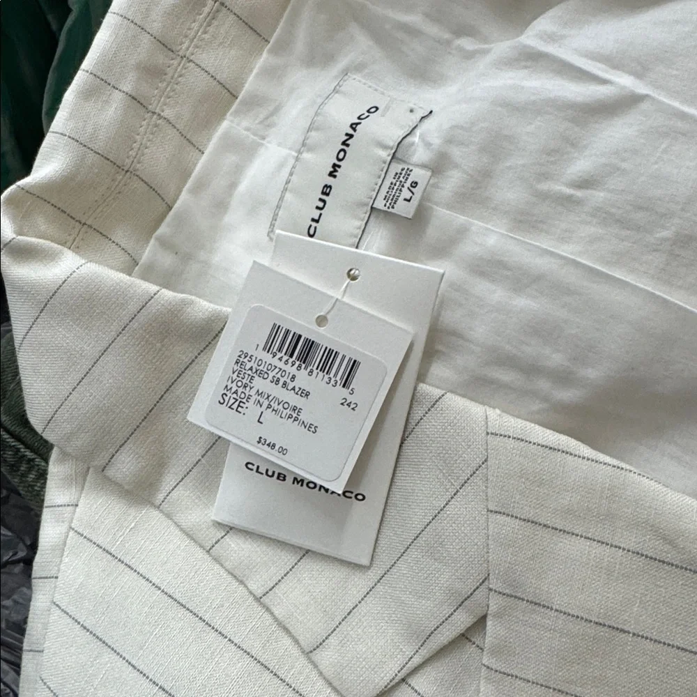 NWT • Club Monaco • Relaxed Single Breasted Blazer • Size L • Ivory Mix/Ivoire • - Picture 7 of 8